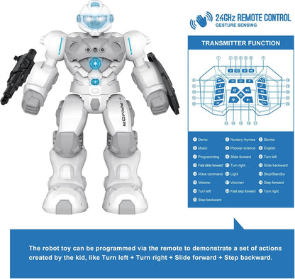 PowerTRC Remote Control Robot Toy for Kids | Rechargeable Smart Programmable RC Robot with 2.4Ghz Gesture Sensing | Great Gift for Boys, Girls Ages 6 7 8 9 10+