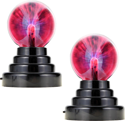 PowerTRC Plasma Ball, 3 inch Plasma Night Lamp, USB or Battery Powered Touch Responding Globe, Party Props, Bedroom Decoration for Kids