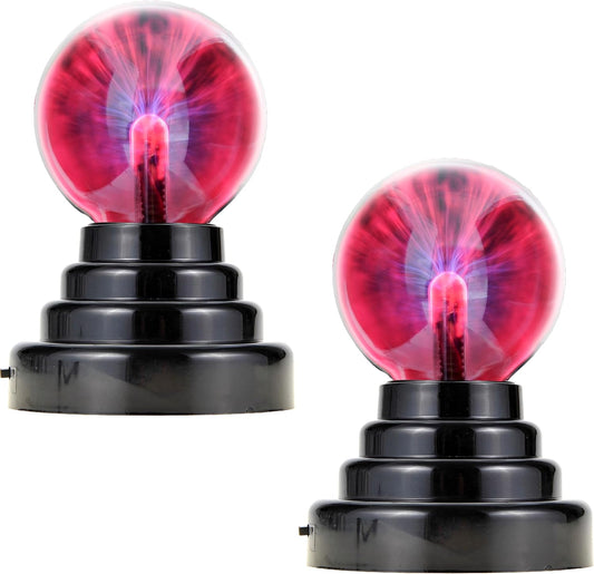 PowerTRC Plasma Ball, 3 inch Plasma Night Lamp, USB or Battery Powered Touch Responding Globe, Party Props, Bedroom Decoration for Kids