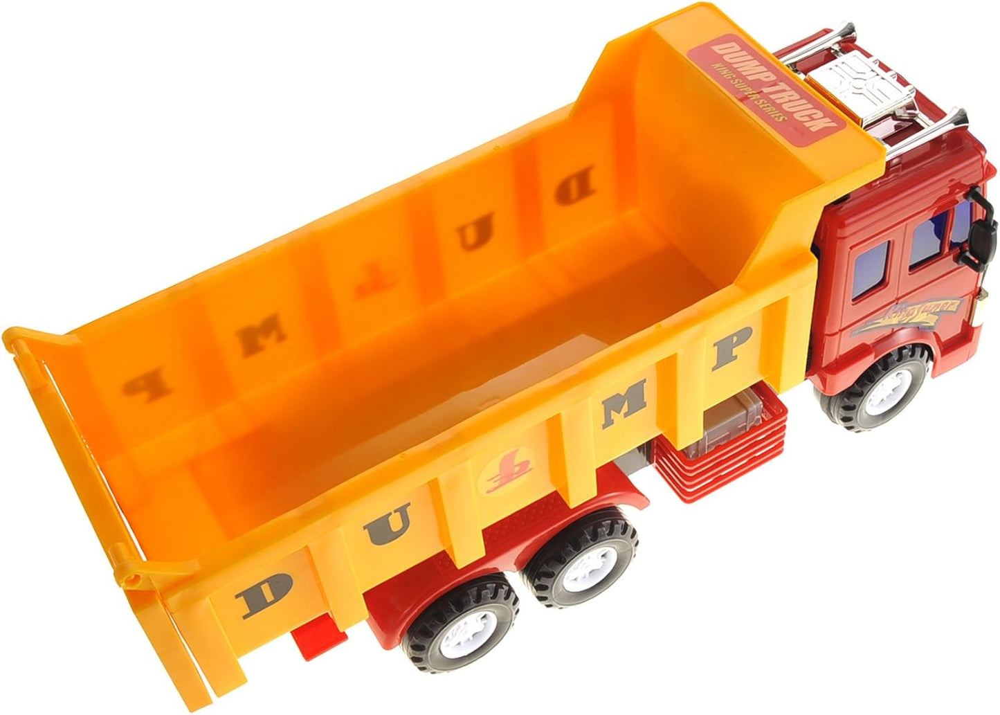 PowerTRC 15" Push & Go Dump Truck Toy | Realistic Friction Powered Dump Construction Truck for Kids Ages 3 Up