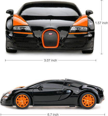 RASTAR RC Car | 1:24 Bugatti Veyron 16.4 Grand Sport Vitesse Radio Remote Control Racing Toy Car Model Vehicle, Black/Orange