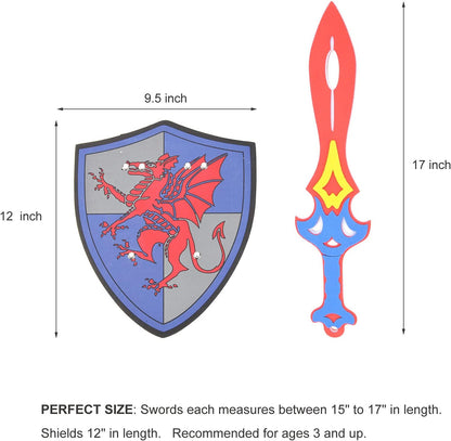 Foam Sword and Shield 12 Piece Playset | Ninja, Warrior, Viking Role Play Accessories for Kids | Great for Party Favors