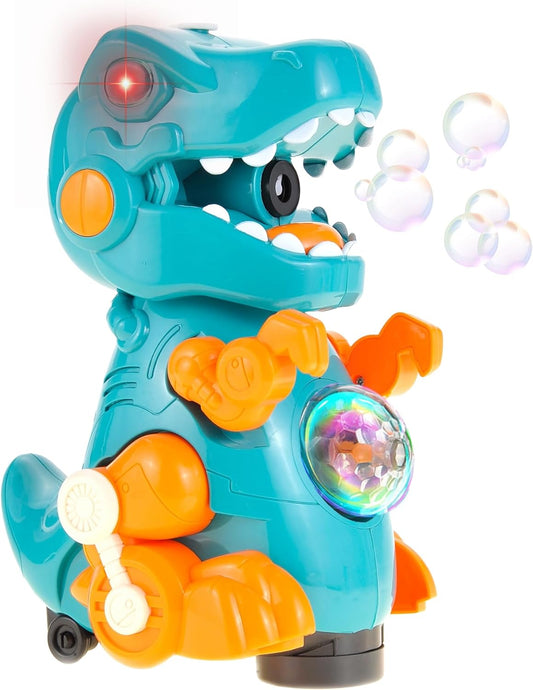Dinosaur Bubble Machine - Dino Outdoor Toys for Kids Ages 4-8, Toddler Toys Bubble Blower Automatic Machine for Parties with Light & Sound