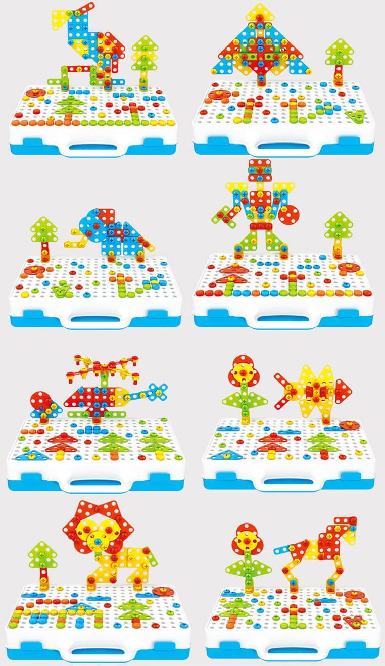 Educational Toys | Construction Drill Building Block Set | Mosaic Design Puzzles | 237 Pieces