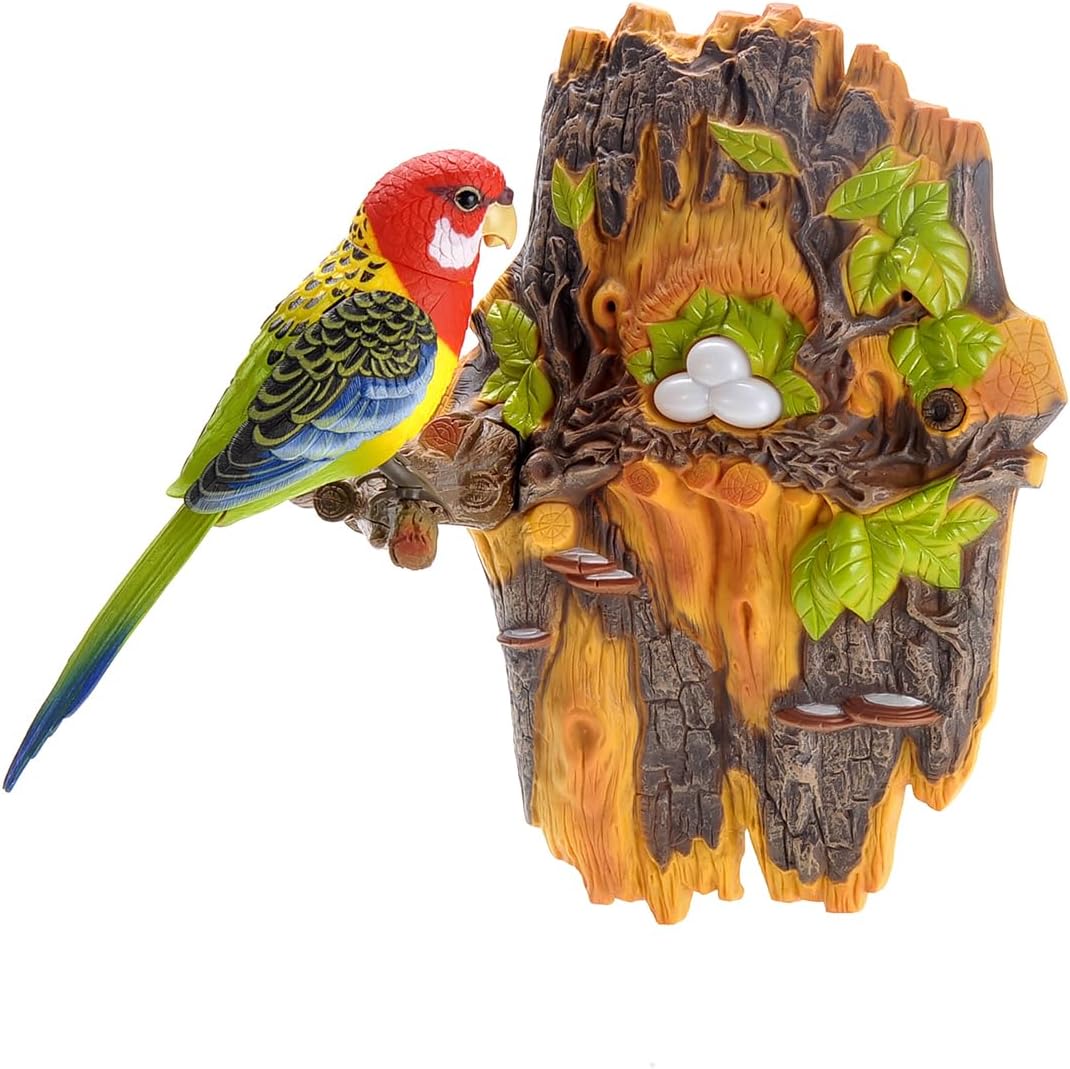 Wall Decor Dancing Bird with Noise Sensor, Sound Activated Chirping Bird, Realistic Nature Decoration