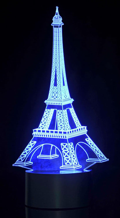 3D LED Night Light Optical Illusion Eiffel Tower, Desk Table Lamp Color Change Multi Effects Functions | 7 Colors USB Powered Birthday & Party Gift