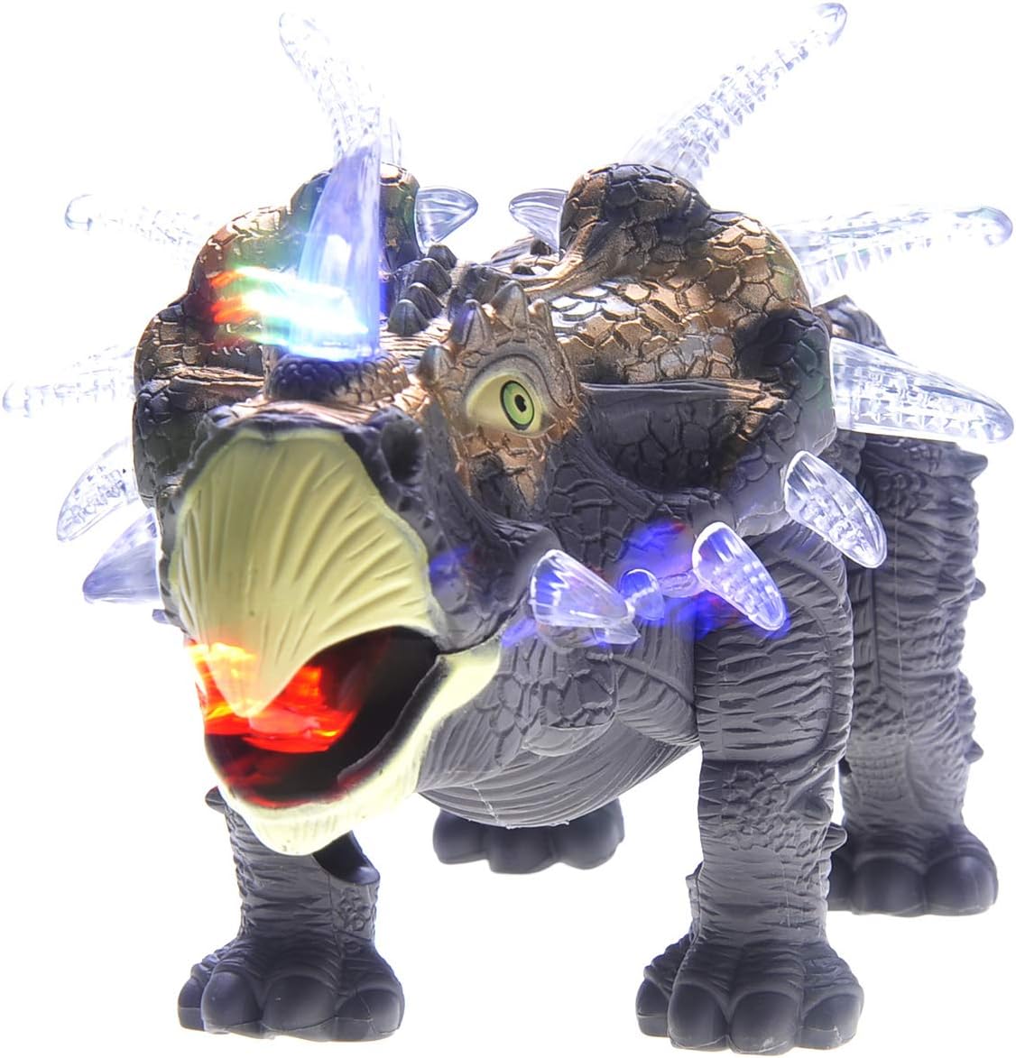 Walking Dinosaur Toys for Kids 2-4, Triceratops Electronic Jurassic Toy with LED Light, Sound, Swinging Tail Battery Powered for Toddlers