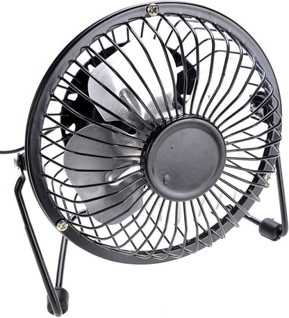 Mini USB Table Desk Personal Fan (Metal Design, Quiet Operation 3.9' USB Cable, High Compatibility)