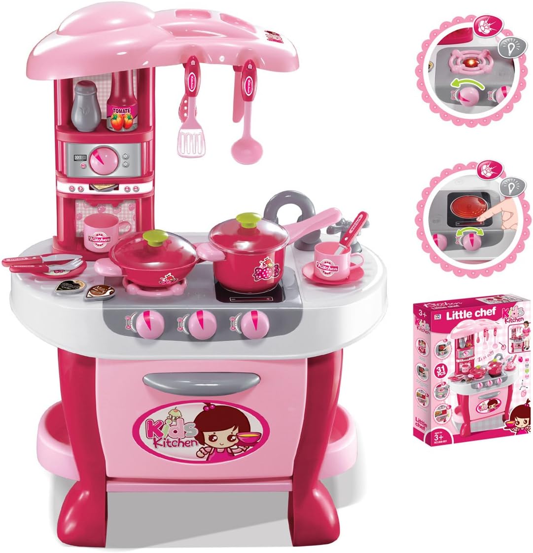 PowerTRC Deluxe Kitchen Appliance Cooking Play Set with Lights & Sound