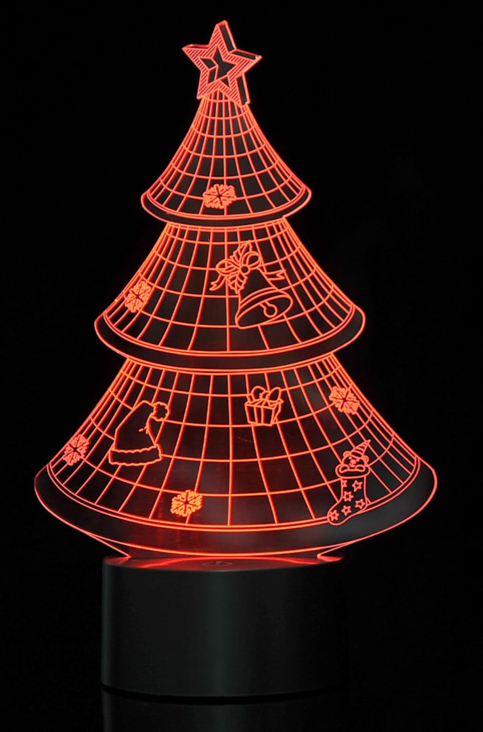 3D LED Night Light Optical Illusion Christmas Tree, Desk Table Lamp Color Change Multi Effects Functions | 7 Colors USB Powered Birthday & Party Gift