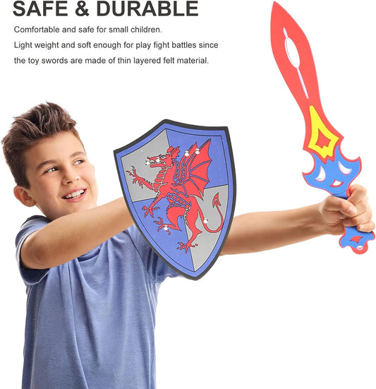 Foam Sword and Shield 12 Piece Playset | Ninja, Warrior, Viking Role Play Accessories for Kids | Great for Party Favors