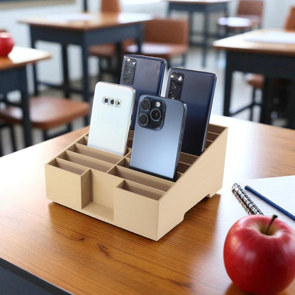 16-Grid Cell Phone Holder for Classroom, Office Desktop Organizer Storage Box Mobile Phone Management