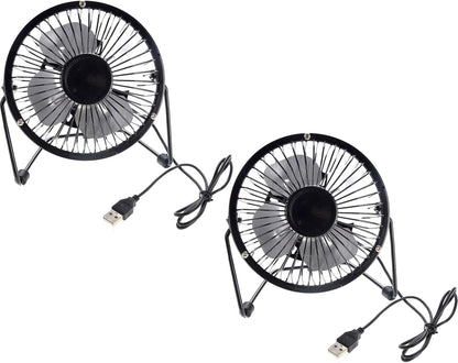 Mini USB Table Desk Personal Fan (Metal Design, Quiet Operation 3.9' USB Cable, High Compatibility)