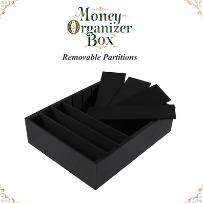 Money Organizer for Cash – 8 Compartment Money Holder, Cash Organizer, Cash Holder, Cash Divider Box, Cash Tray (Black)