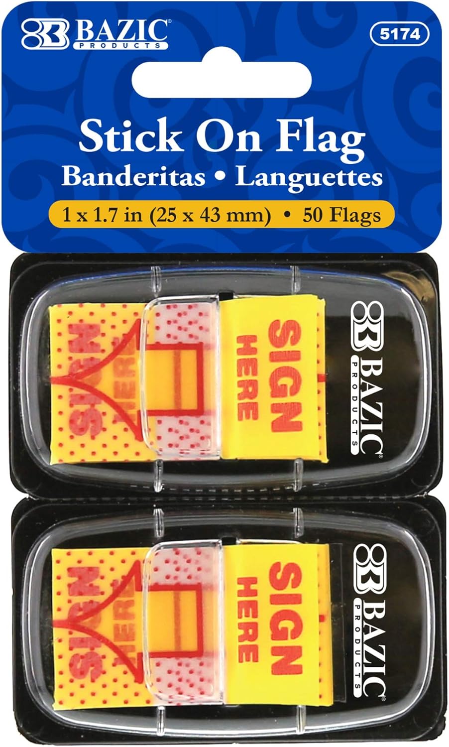 Neon Page Markers Dispensers 1x1.7 Sign Here Neon Colored PET Arrow Flag Index Tabs, Page Bookmarks File Tab (50 Flags/Pack), 1-Pack