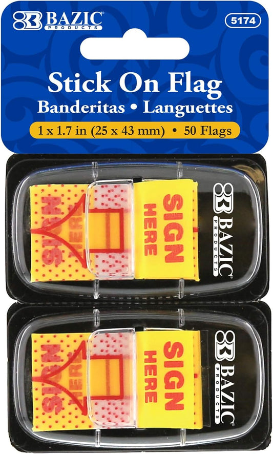 Neon Page Markers Dispensers 1x1.7 Sign Here Neon Colored PET Arrow Flag Index Tabs, Page Bookmarks File Tab (50 Flags/Pack), 1-Pack