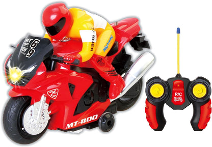 Unleash The Ultimate Racing Thrill | 360 Degree Rotate Spinning RC Race Motorcycle | Remote Control Race Biker with Dazzling Light and Sound Effect for Kids (Yellow)