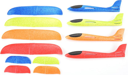 PowerTRC 4 Pack Large 17.5” Foam Airplanes for Kids, 2 Flight Modes, Styrofoam Glider Planes, Throwing Flying Foam Airplane, Outdoor Sports Game Toys, Birthday Gifts for Girls 3-12 Years Old Boys