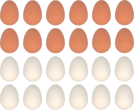 24 Pcs Bouncy Rubber Eggs Toys, 2.16 inches Fake Bouncing Eggs for DIY Easter, Realistic Lifelike Pretend Play Food Funny Party Favors Bulk Fetch Pet Toys