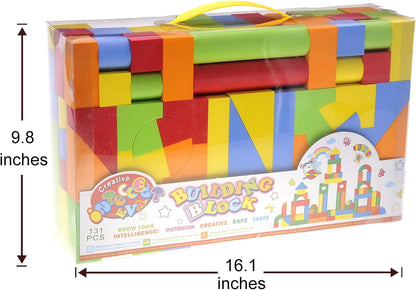 PowerTRC Foam Blocks for Toddler 1-3, 131 Pieces EVA Soft Building Blocks for Boys Girls, Baby Bath Early Learning Stacking Toys Gifts for Kids 18+ Months