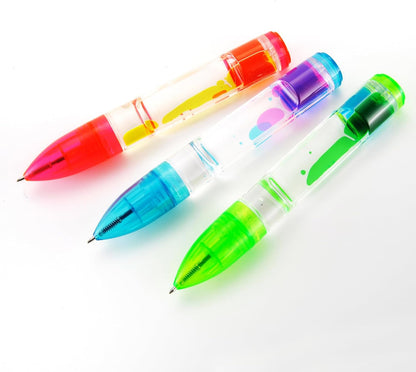 Liquid Motion Bubbler Pens Toy, Liquid Timer Pen with Retractable Ball Point Pen, Colorful Anxiety Stress Relief Calming Relaxing Writing Cool Fidget Toys for Kids & Adults (Red, Blue, Green)