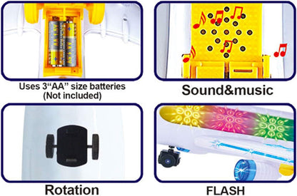 PowerTRC Bump and Go Toy Airplane for Kids with Attachable Rescue Helicopter, Has Flashing 4D Lights and Sound | Police Airplane Model | Self Driving with The Bump and Go Technology