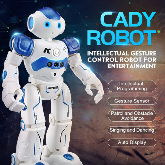 Robot Toys for Kids 2-4, Robot Remote Control for Kids Interactive Rechargeable Smart Dancing Educational Programmable Gesture Sensing Toddler RC Robot Boy Toy (Blue)
