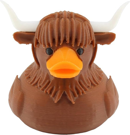 PowerTRC Highland Cow Duck Figurine – Duck for 4x4 Ducking, Fun Car Dashboard Accessory, Unique Cow Gifts, Ducks for Cars – 3D Printed in USA
