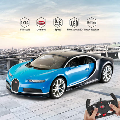 RASTAR RC Bugatti Chiron Remote Control Car, 1/14 Bugatti Chiron RC Car - Blue