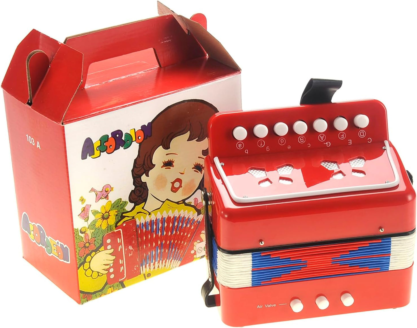 Kids Accordion, Musical Instruments for Kids Ages 9-12, Beginner Toddlers Children Mini Toy Accordian 10 Keys Button Control Light Weight (Red)