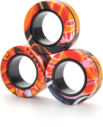 3 Pcs Magnetic Rings Fidget Toy for Adults and Kids | Magnet Spinner for ADHD, OCD, Anxiety Relief/Autism Therapy | Great for Teen Boys