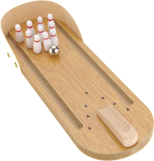 Mini Bowling Set Wooden Table Top Mini Arcade Game Toy Portable Mini Bowling Office Desk Stress Relief Desktop Gift for Kids and Adults Fun Toys