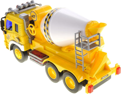 Push & Go Friction Powered Cement Truck Toy with Light and Sound | Realistic Play Mixer Construction Tanker Truck Toy Gift for Boys and Girls