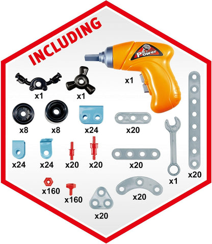 PowerTRC Educational Take Apart Learning Construction Building Blocks Toy Set with Electric Toy Drill for Boys and Girls
