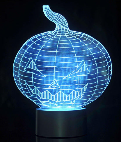 3D LED Night Light Optical Illusion Jack-O'-Lantern Pumpkin, Desk Table Lamp Color Change Multi Effects Functions | 7 Colors USB Powered Birthday & Party Gift