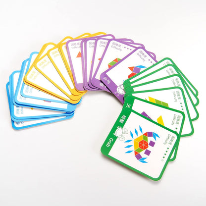 PowerTRC Wooden Pattern Block Toys for Kids | Colorful and Fun Shaped Learning Blocks | Educational Puzzle Set for Children Ages 3 and Up | 155 Pieces