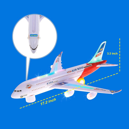 Kids Airplane Toys, Bump & Go Action Toddler Toy Airplane with LED Flashing Light, Music, Airplane Sound, Great Gift for Boys Girls Ages 3-12