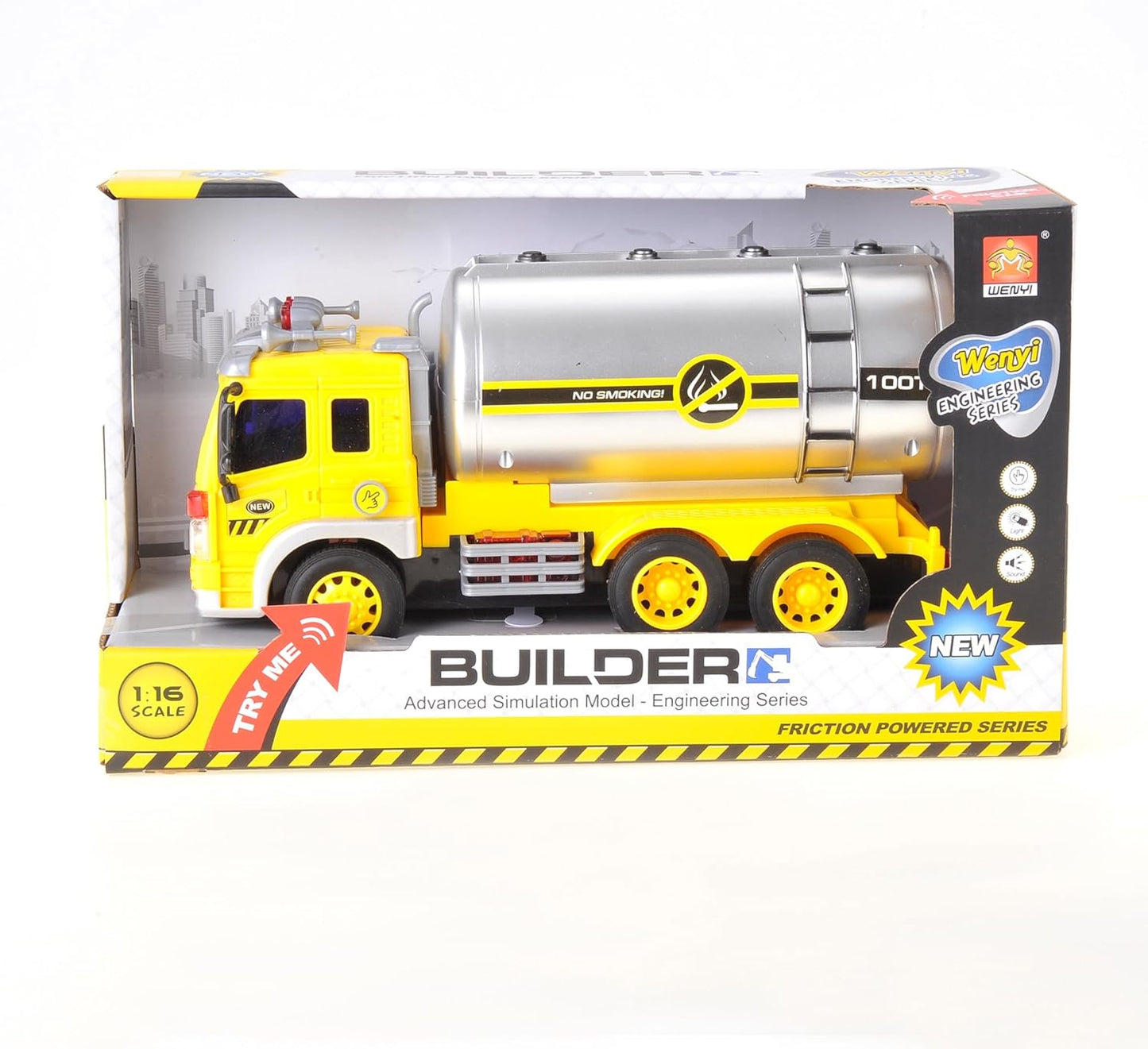 Push & Go Friction Powered Oil Truck Toy with Light and Sound | Realistic Play Oil Tanker Truck Toy Gift for Boys and Girls