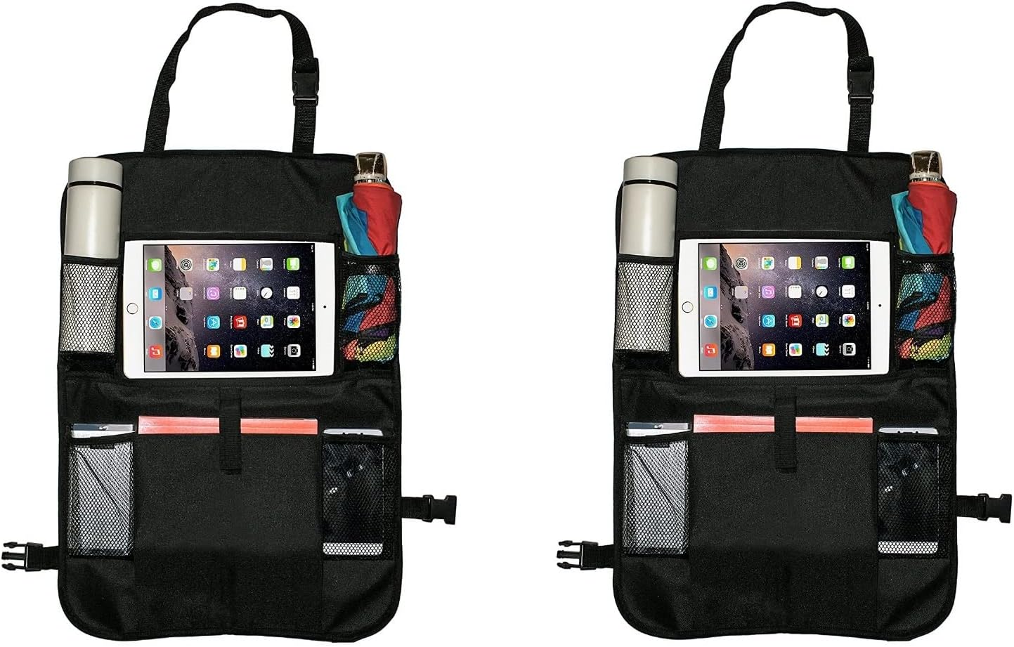 2 Packs Car Backseat Organizer | Car Seat Back Protectors With Storage Pockets And Clear Tablet Holder | Organize Travel Accessories And Bottle Drinks