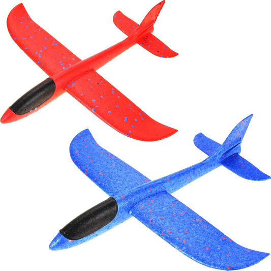 17.5" Toy Throwing Foam Airplane | 2 Pack of Foam Gliding Airplane | Outdoor Sports Toys and Party Favors