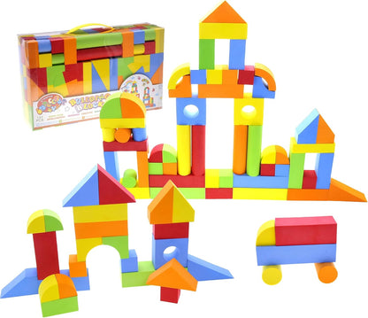 PowerTRC Foam Blocks for Toddler 1-3, 131 Pieces EVA Soft Building Blocks for Boys Girls, Baby Bath Early Learning Stacking Toys Gifts for Kids 18+ Months