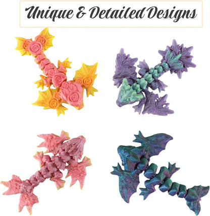 PowerTRC 10 Pack 3D Printed Dragon Baby Wyverns – Matte Rainbow Articulated 3D Printed Dragon Party Favors, Gift Bags & Collectibles