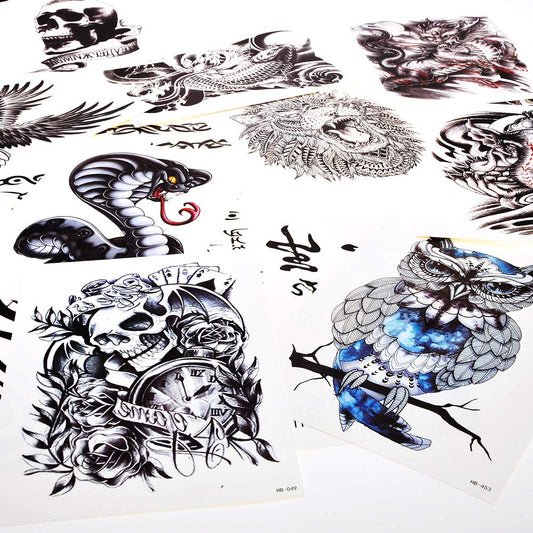 PowerTRC Temporary Tattoo Stickers, 16 Sheets Body Arm Chest Shoulder Tattoos For Men And Women, Tattoos For Halloween, Parties, Festivals. Unique Designs Animals, Symbols, And More