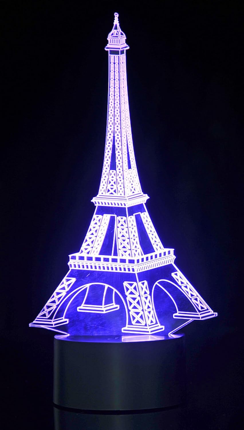3D LED Night Light Optical Illusion Eiffel Tower, Desk Table Lamp Color Change Multi Effects Functions | 7 Colors USB Powered Birthday & Party Gift