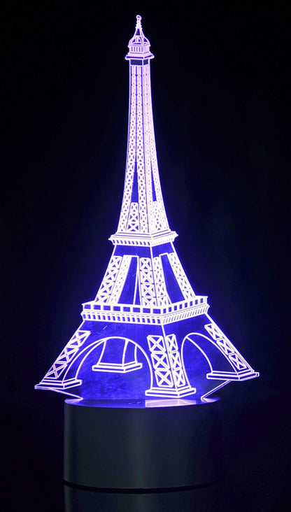 3D LED Night Light Optical Illusion Eiffel Tower, Desk Table Lamp Color Change Multi Effects Functions | 7 Colors USB Powered Birthday & Party Gift