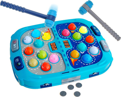 Whack Mole Game for Toddlers, Alien Pounding Toys Set with 2 Hammers for Kids 3 4 5 6+ Years Old Boys Girls, Whack Game Mole Toy Interactive Early Developmental Toy with Sound & Light 15”x11”