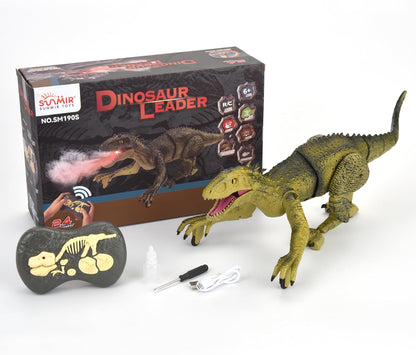 Remote Control Dinosaur for Kids Ages 3 4 5 6 7 8 9 10, Auto Mist Spraying RC LED Sound Rechargeable USB Port Realistic Outdoor 2.4G RC Dinosaur Toys Gifts for Boys Kids 3-10 Years Old Indo Rex Toys
