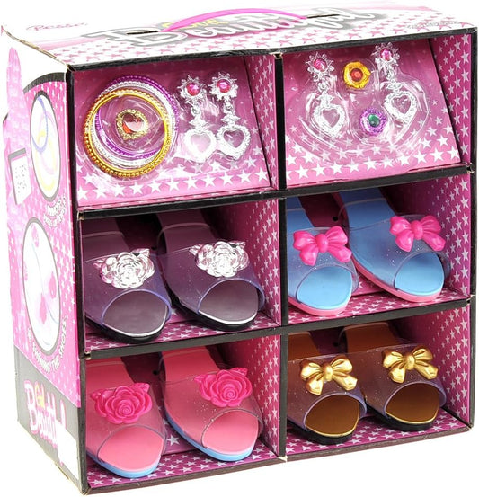 Princess Dress up and Role Play Collection Shoe Set and Jewelry Boutique Includes 4 Pairs of Shoes Multiple Fashion Accessories