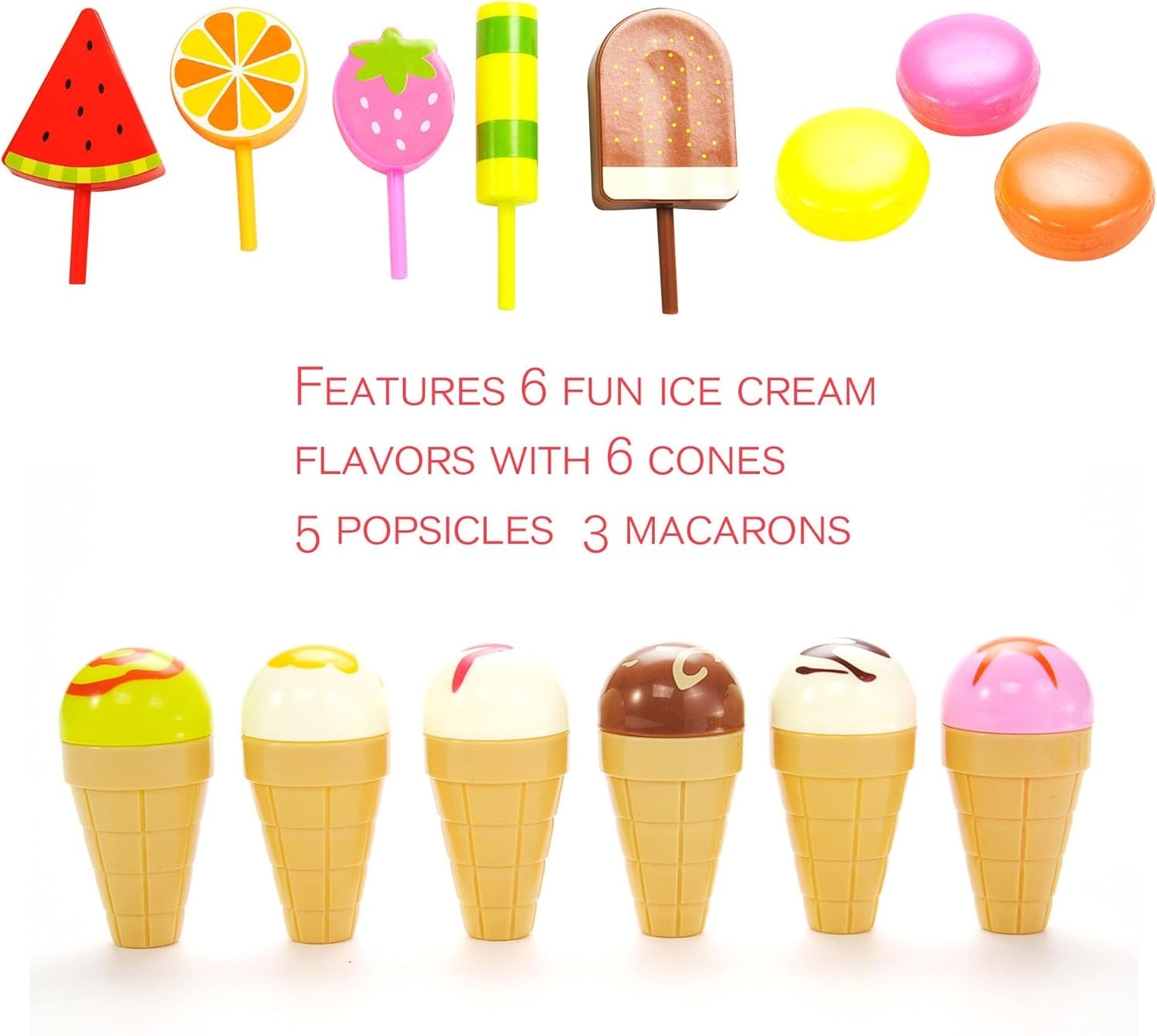 PowerTRC 22 Pcs Sweet Treats Ice Cream and Desserts Tower Playset | Perfect for Kids' Playtime Adventures with Popsicles and Ice Cream Delights!