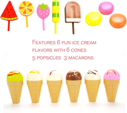 PowerTRC 22 Pcs Sweet Treats Ice Cream and Desserts Tower Playset | Perfect for Kids' Playtime Adventures with Popsicles and Ice Cream Delights!